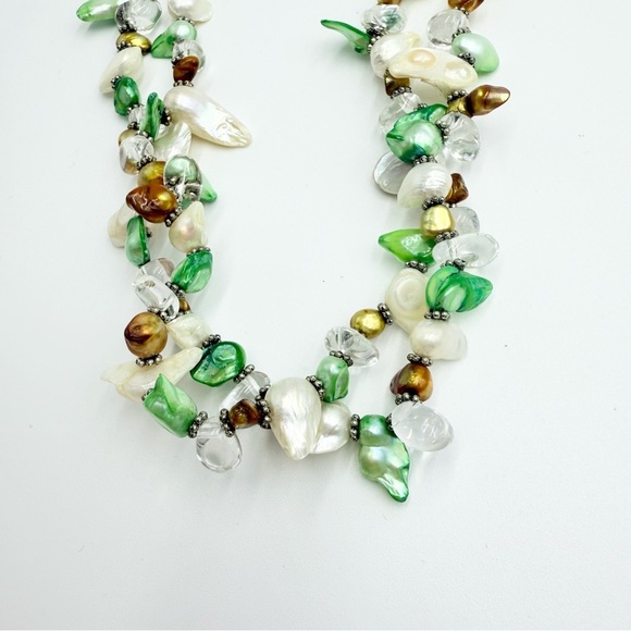 Vintage Green Abalone Shell Beaded Multi Strand Necklace - Picture 4 of 7